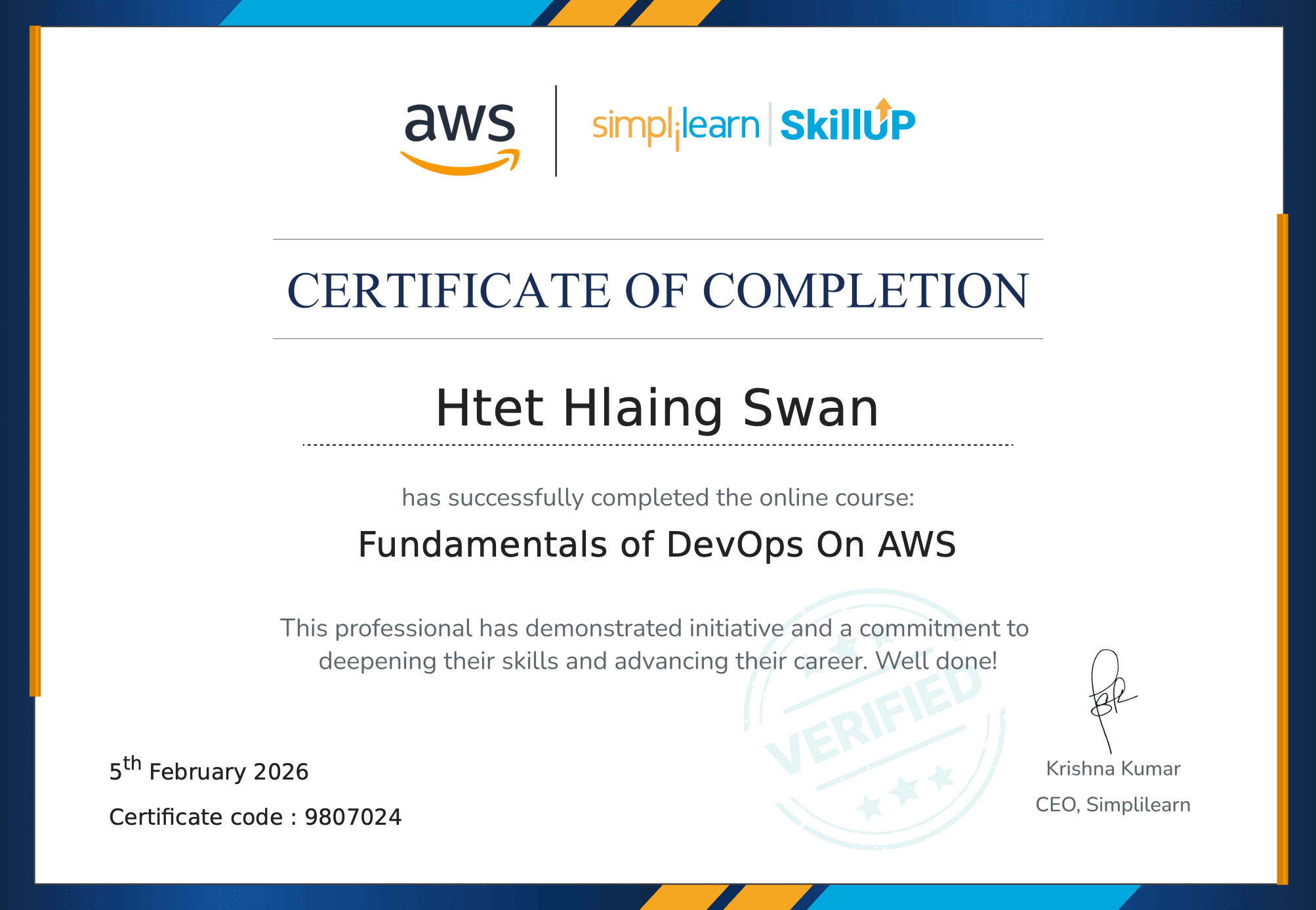 AWS Fundamentals certificate